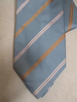 JOHN W NORDSTROM Corbata de seda a rayas blancas azul tostado para hombre estampada 3,5" de ancho Foto 1 de 3