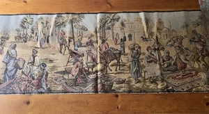 De Colección Bélgica Tapiz Oriente Medio Mercado Marroquí Comerciantes Colgante de Pared 57x19 - Imagen 1 de 9