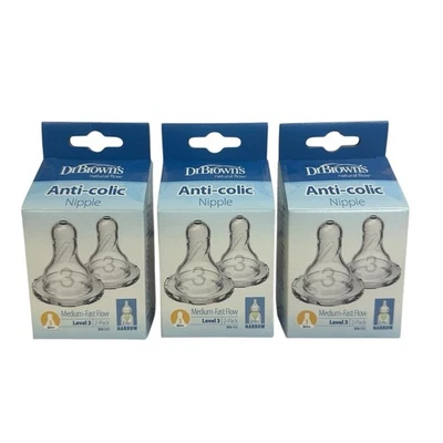 Dr Browns Narrow Medium Level 3 Flow Nipples 2 Pack 6-9 Months Lot of 3 Packs - Image 1 of 4