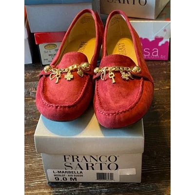 Mocassim Feminino Franco Sarto Marbella Camurça Infantil Merlot Vermelho Tamanho 9M Novo Na Caixa  - Imagem 1 de 4
