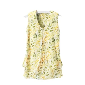 Northstyle XL Tiered Botanical Top Blouse Flyaway Asymmetric Layers Sleeveless - Picture 1 of 10