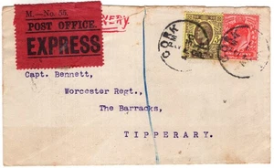 IRELAND 1903 POST OFFICE EXPRESS COVER, CORK TO TIPPERARY BARRACKS - Picture 1 of 2