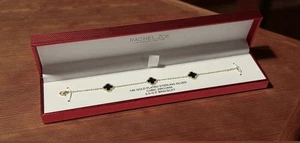 Bracciale Rachel Zoe Quadrifoglio Placcato Oro 14K Argento Sterling (Nuovo con Scatola) - Foto 1 di 4