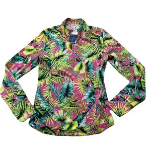 Camisa Tommy Bahama Active Golf Tenis 1/4 Cremallera Mediana Floral Tropical Nueva con Etiquetas J8E - Imagen 1 de 4
