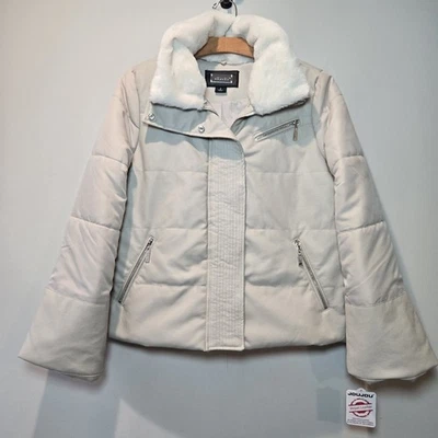 Chaqueta de cuero Jou Jou grande para mujer vegana beige crema Foto 1 de 4