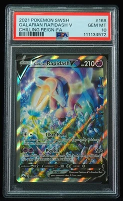 Galarian Rapidash V 168 PSA Gem Mint 10 Chilling Reign Pokemon Card - Image 1 of 3