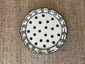 M. Bagwell Mix & Match 13” Platter Black/ivory Stripe Dots - Picture 1 of 4