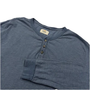 Marine Layer Shirt Mens Larger L Blue Striped Henley Pullover Button Up Outdoors - Picture 1 of 10