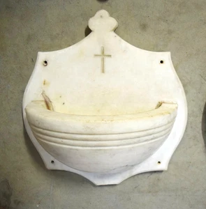 Vintage 100 Year Old Marble Wall Mounted Holy Water Font (CU360) - Picture 1 of 8