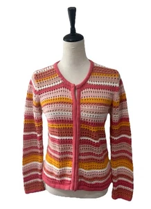 Vintage Chadwicks rosa orange Streifen Strick Pullover Cardigan Medium 90’s Cottage - Bild 1 von 12