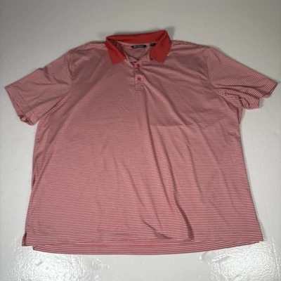 Cutter and Buck Golf Polo Mens 3XL Salmon Striped Performance Shirt - Image 1 of 4