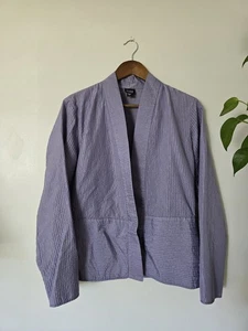 Eileen Fisher Womens Size Large Purple Silk Jacket With Pockets Leightweight - Picture 1 of 12