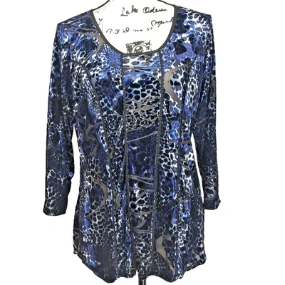 Top de mujer vintage Y2K terciopelo Burnout XL azul negro caprichoso mafia esposa hada Foto 1 de 4