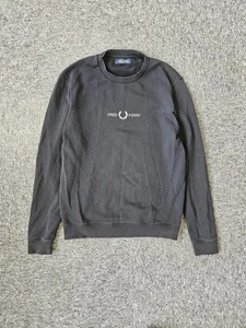 Used Black Fred Perry Jumper Mens Small Pure Cotton See Description - Picture 1 of 7