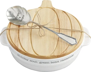 , Weiß, Grün Bohnen Kasserolle Kürbis Bäcker Set, 9" x 10,5", Schüssel 9" x 10 1/2" | - Bild 1 von 3