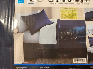 New 6 Piece Navy Twin Size Comforter Set Bedspread Bed in a Bag Bedding Sheets - Picture 1 of 3
