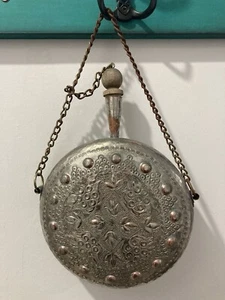 Kupfer Trinkflasche Trinkbeutel Ornament Boxbeutel D= 19 cm handgehämmert NEU - Picture 1 of 7