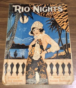 Vintage 1922 RIO NIGHTS Song. Words by Elmer Vincent; Music by Fisher Thompson - Bild 1 von 4