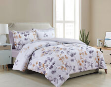 Goose Down Alternative Bed in a Bag Printed Sheet Comforter Set, Modern Leaves
