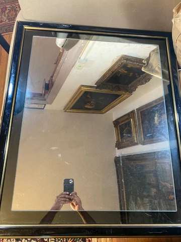 Large Gold Tone And Black Framed Mirror - 24.5" Wide x 30.5" Tall x 1.25" Deep Cover