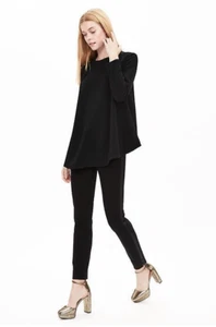 Banana Republic Damen Monogramm Trapez schwarz Reißverschluss hinten gesmokt asymmetrisch Shirt - Bild 1 von 11