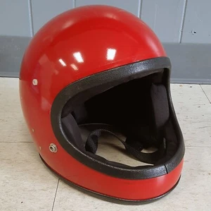 Vintage Safetech Racer Full Face Red Motorcycle Helmet Youth LG USA-Made 1970's - Picture 1 of 10