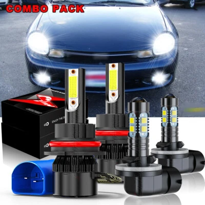 Combo de 4 faros LED de haz alto bajo y faros antiniebla para Dodge Neon 1995-2001 Foto 1 de 4