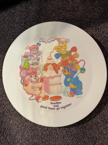 VINTAGE mattel Popples deka Plastic Dish food Plate 8" Made In USA Cover