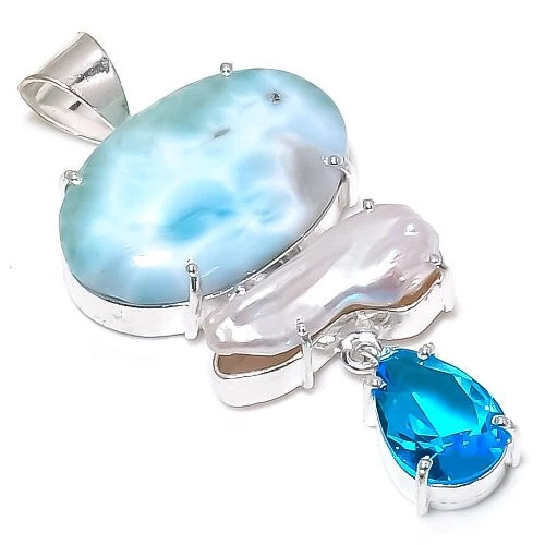 Ювелирные изделия кулон посеребренный жемчуг кварц ларимар бива 2,5 дюйма - Изображение 1 из 1