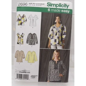 Blusas con patrón de costura Simplicity 2696 tallas 14-22 6 hechas fáciles túnica tops ©2009 - Imagen 1 de 2
