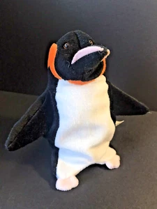 Pinguino pupazzo mano, peluche, K&M International, 2000, 7", nero rosa e arancione - Foto 1 di 10