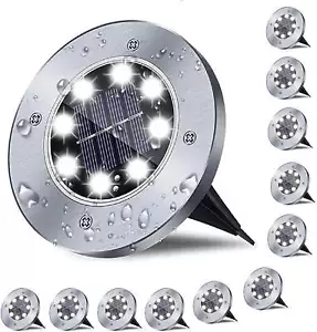 Solar Ground Lights, 12 Packs 8 LED Solar Garden Lamp Waterproof In-Ground Outdo - Picture 1 of 11