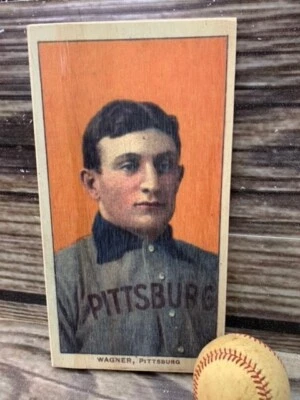 Exhibición de carteles de tarjetas de béisbol de madera arte retrato Honus Wagner T206 - 6,5"x12" Foto 1 de 3