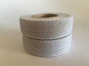 15 EINZIGARTIGE FARBEN!!VINTAGE STIL 100 % BAUMWOLLBAR BAND GRAU-WEISS!!! - Bild 1 von 11