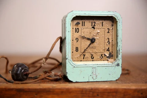 Vintage Art Deco Marston Electric Desk Clock tabletop USA green Parts Repair Cover