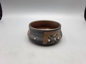 Handmade Brown Stoneware Art Decorative Pottery POT Bowl 4"x2"