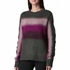 New Simply Vera Wang Sweater Soft Cozy Gray Pullover Purple Stripe Ombre Size Pm