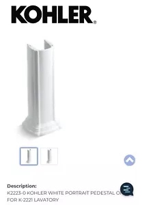 Kohler Portrait Collection - Sink Pedestal Only K2223-0 White - Picture 1 of 6