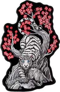 White Tiger Sakura Hanami Patch, Tiger & Animal Patches - Picture 1 of 5
