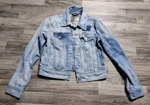 Chaqueta Levi's Silver Tab Denim Tinte Blanqueador Desgastada Triturada Para Mujer Talla Pequeña - Imagen 1 de 16