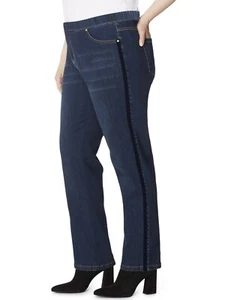 Just My Size Women's -4 Pockets with Velvet Detail Jeans, Size 3XL, Indigo, New! - Picture 1 of 6