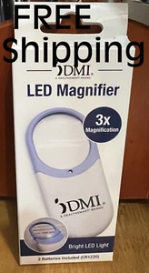 DMI LED Magnifying 3X Glass with Light for Reading, Batteries Included  (NEW) - Picture 1 of 9