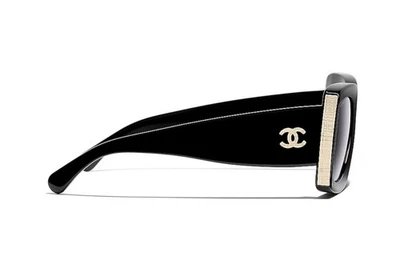 CHANEL CH 5435 Rectangle Sunglasses Women Black / Gold original Packaging - image 1 of 4