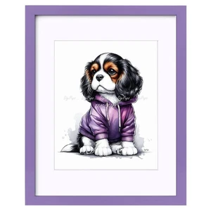 DigiPups Cavalier King Charles Spaniel perro púrpura sudadera con capucha impresión arte enmarcado - Imagen 1 de 4
