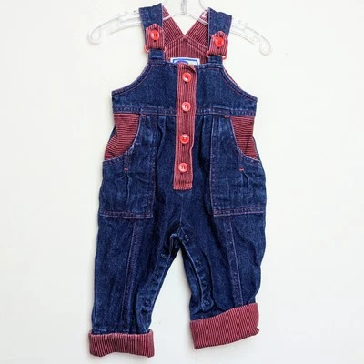 Mono vaquero vintage Bonjour Rainbow Car Racing años 80 a rayas talla 12 meses Foto 1 de 4