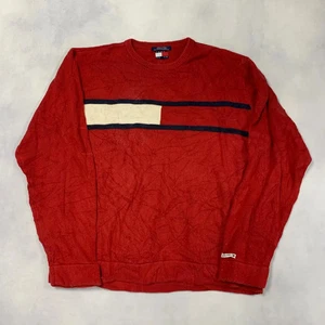 Vintage Tommy Hilfiger Knitted Jumper Pullover Knit Sweater With Embroidered XL - Picture 1 of 5