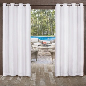 Miami Semi-Sheer Textured Indoor/Outdoor Grommet Top Curtain Panel, 54"x84", ... - Picture 1 of 8