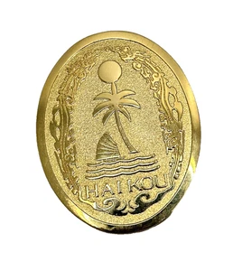 Ciudad de Hai Kou Medalla de Recuerdo Provincia de Hainan China Tono Dorado Moneda Grande 3" - Imagen 1 de 7