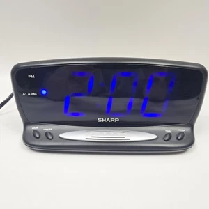 Sharp Digital Alarm Clock SPC1221 Blue LED Large Display Snooze Dimmer Tested - Picture 1 of 13