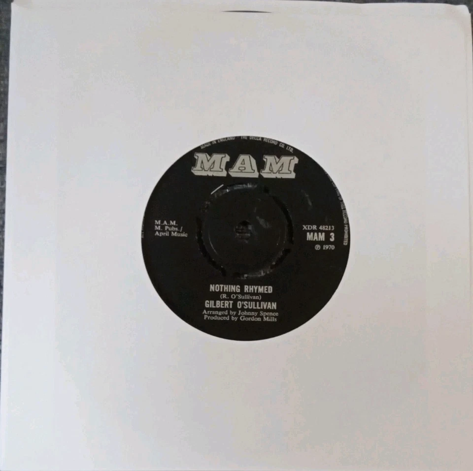 VINTAGE VINYL - NOTHING RHYMED  by GILBERT O'SULLIVAN - 7 INCH 45 RPM SINGLE - Image 1 of 1